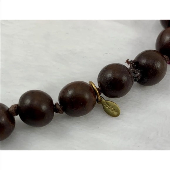 YOSCA VINTAGE BROWN BEADED SIMPLE NECKLACE 36” LONG - Picture 3 of 10